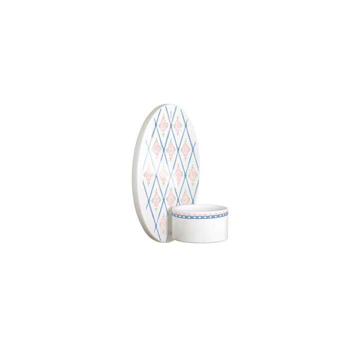 Bjørn Wiinblad Dora Tealight Holder, Blue Harlequin, Ø: 5.1"