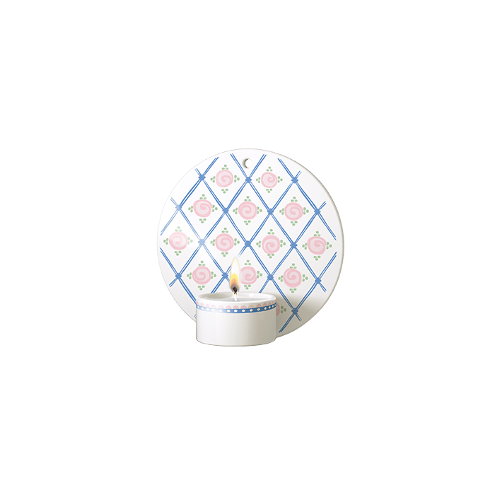 Bjørn Wiinblad Dora Tealight Holder, Blue Harlequin, Ø: 5.1"