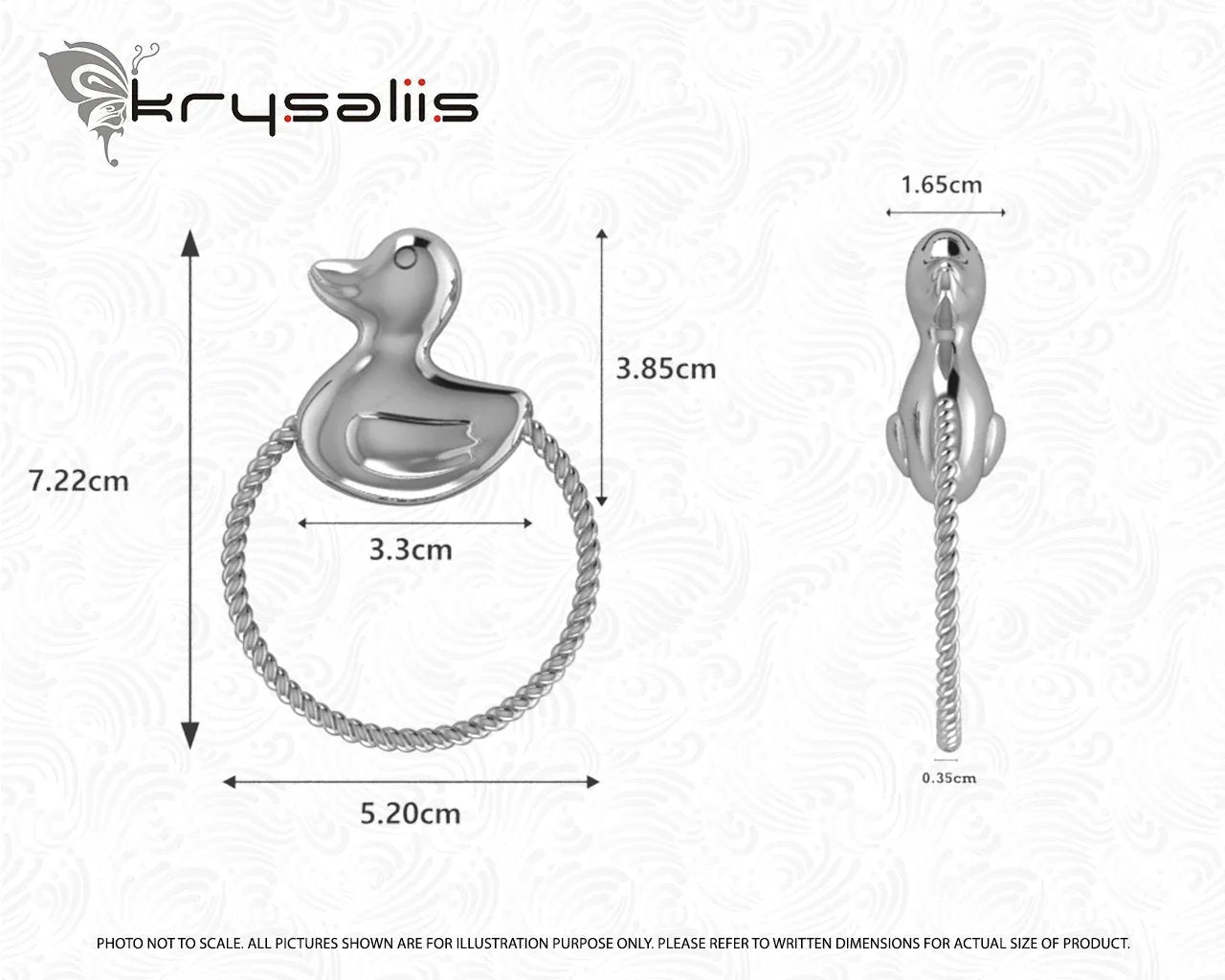 Krysaliis Sterling Silver Rattle - Rope Ring Duck - The Mayfair Hall