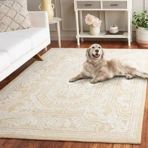 Ebony Wool Rug in Ivory and Gold - The Mayfair Hall