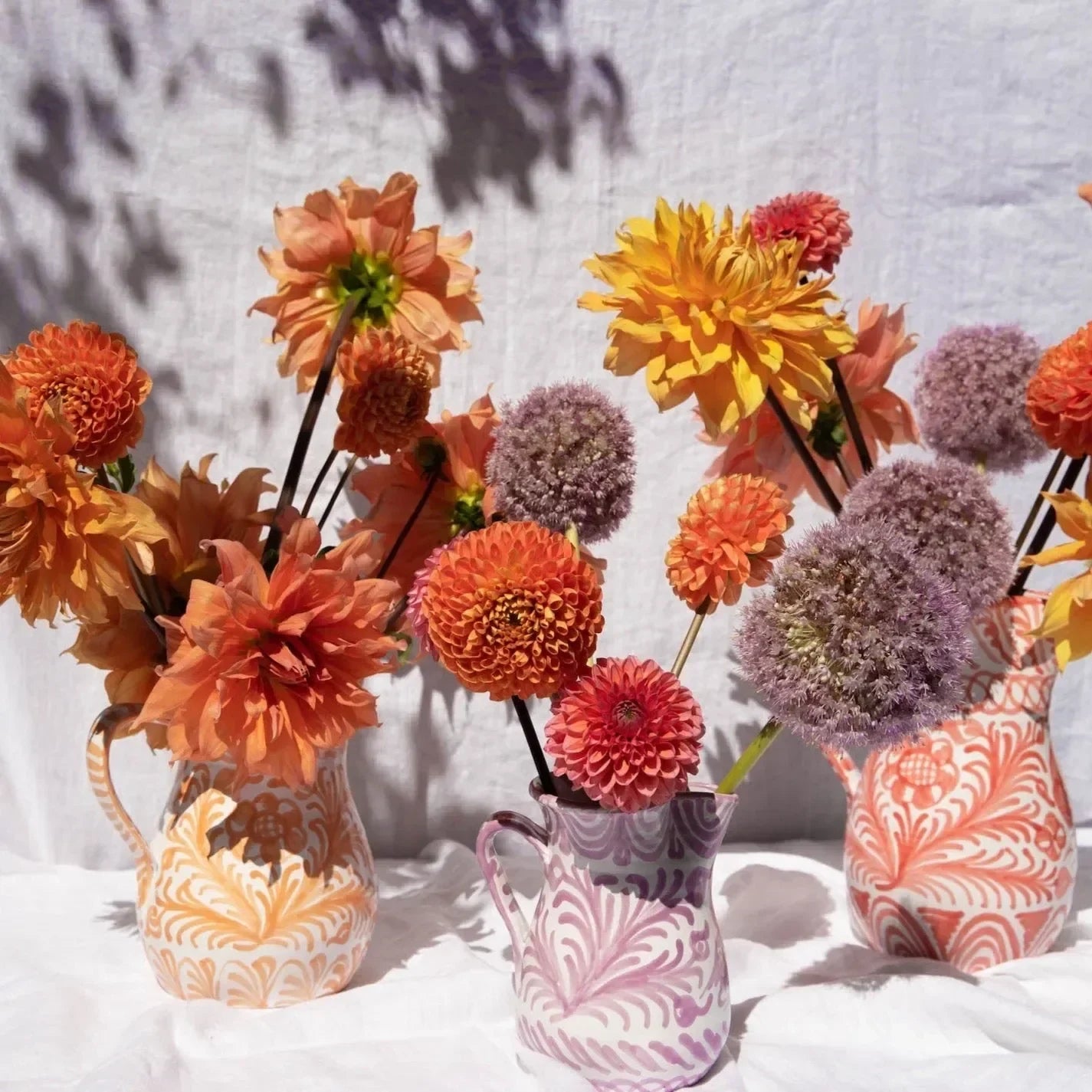 Large pitcher with hand painted designs - The Mayfair Hall