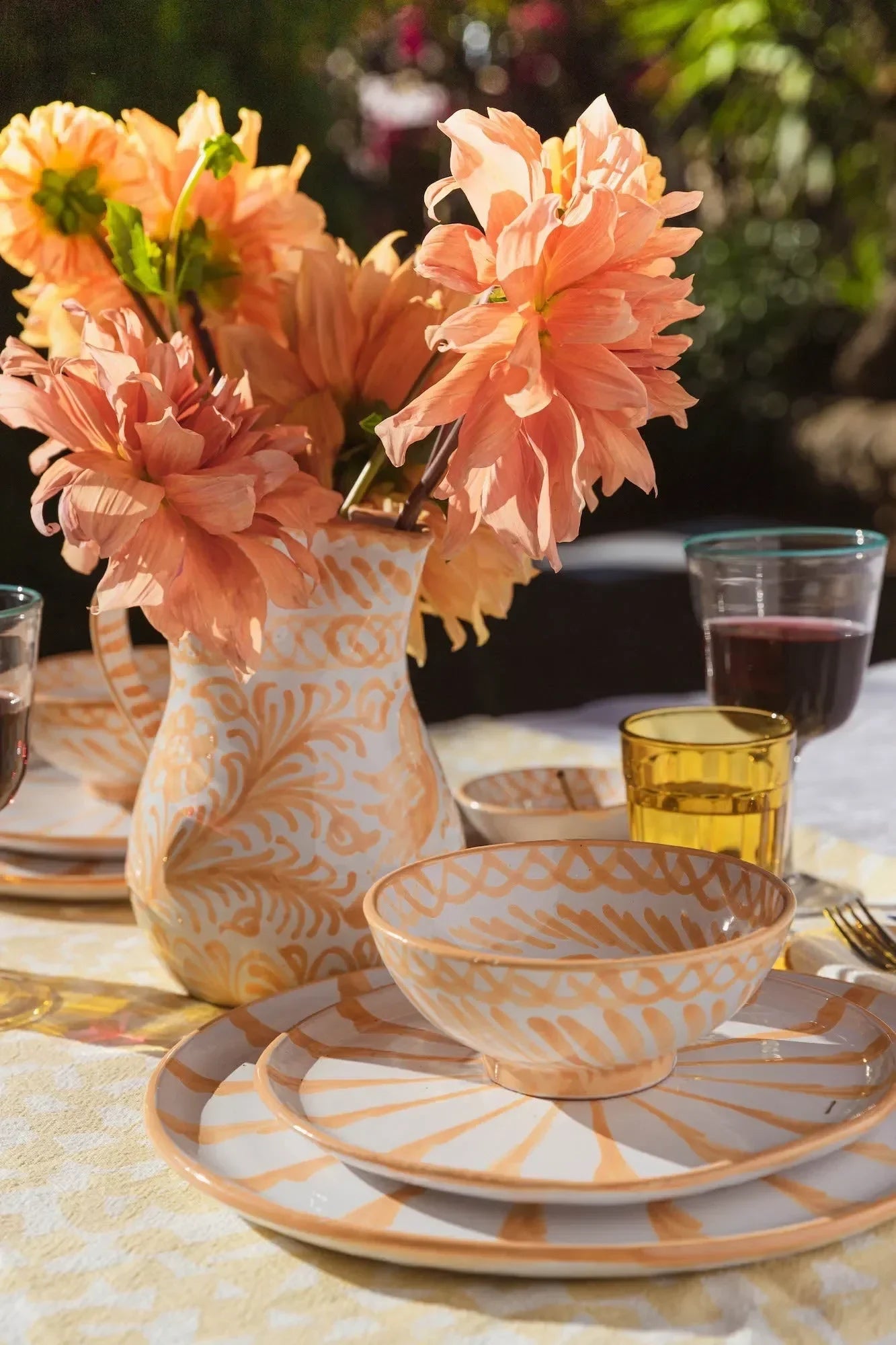 Medium pitcher with hand painted designs - The Mayfair Hall