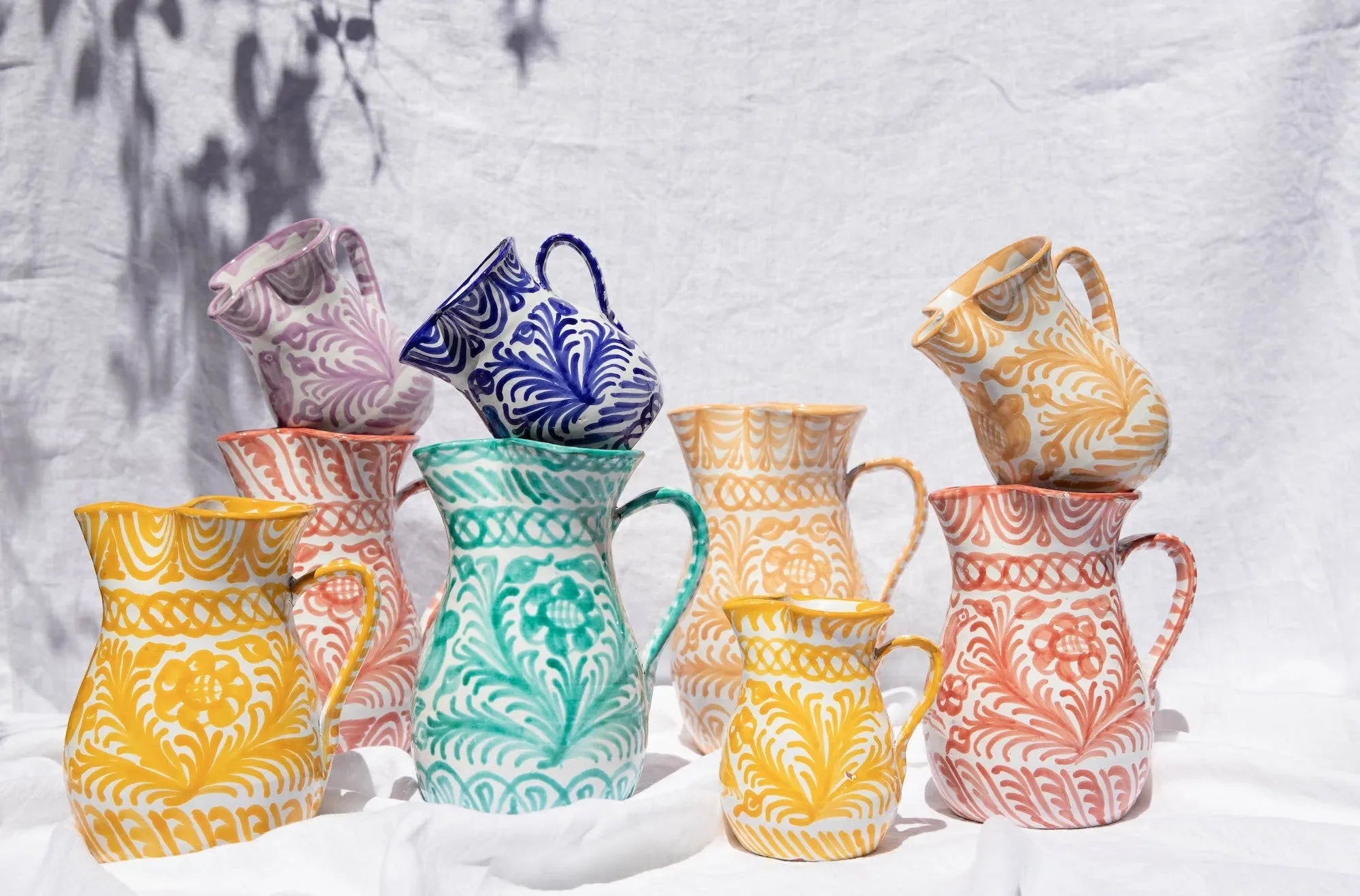 Medium pitcher with hand painted designs - The Mayfair Hall