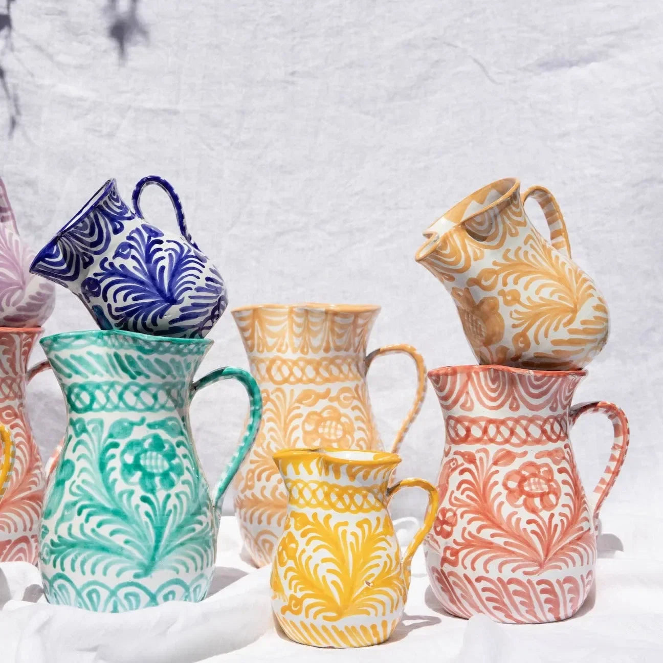 Large pitcher with hand painted designs - The Mayfair Hall