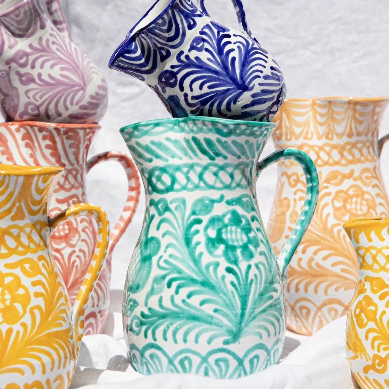 Large pitcher with hand painted designs - The Mayfair Hall
