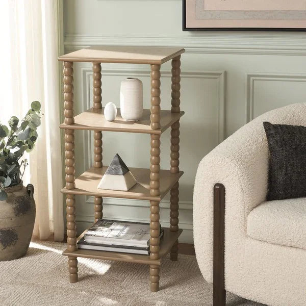 Dilyn 4 Tier Wood Shelving Unit in Desert Brown - The Mayfair Hall