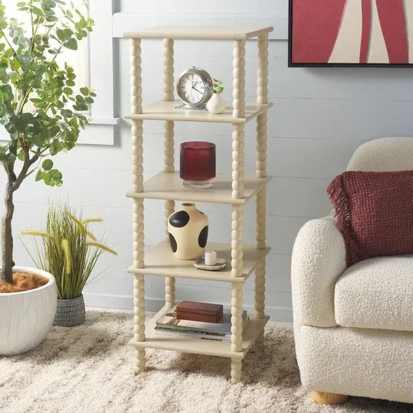 Dilyn Wood 5-Tier Shelving Unit in Sand - The Mayfair Hall