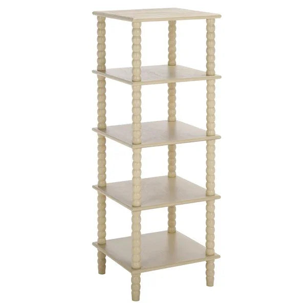 Dilyn Wood 5-Tier Shelving Unit in Sand - The Mayfair Hall