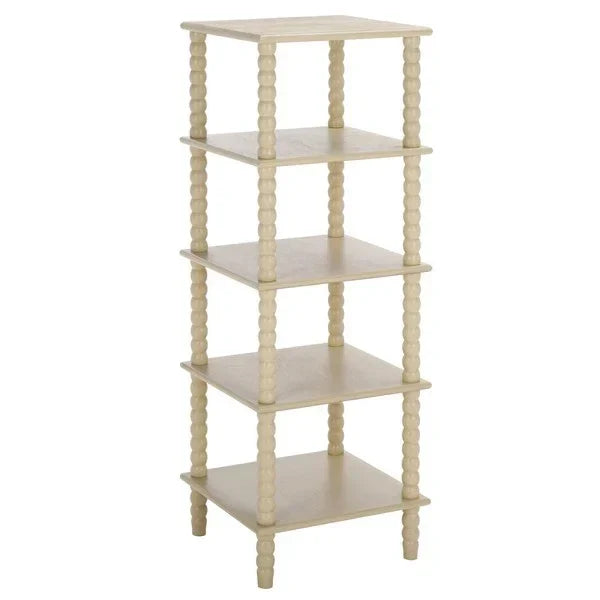 Dilyn Wood 5-Tier Shelving Unit in Sand - The Mayfair Hall