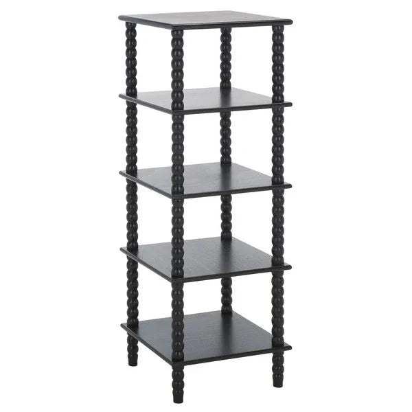 Dilyn Wood 5-Tier Shelving Unit in Matte Black - The Mayfair Hall