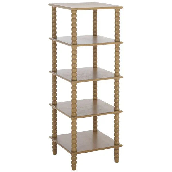 Dilyn Wood 5-Tier Shelving Unit in Desert Brown - The Mayfair Hall