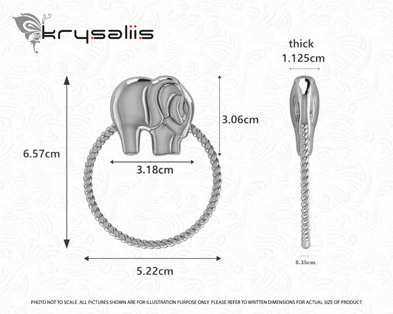 Krysaliis Sterling Silver Rattlem - Rope Ring Elephant - The Mayfair Hall