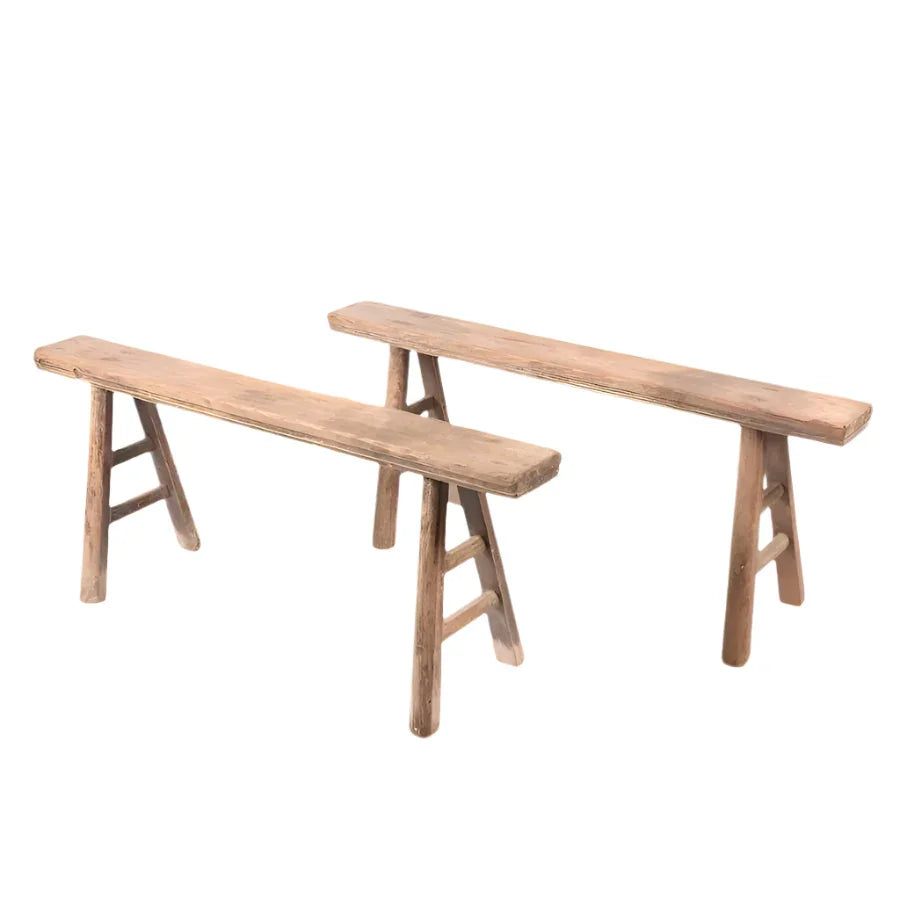 Skinny Elm Wood Bench - The Mayfair Hall
