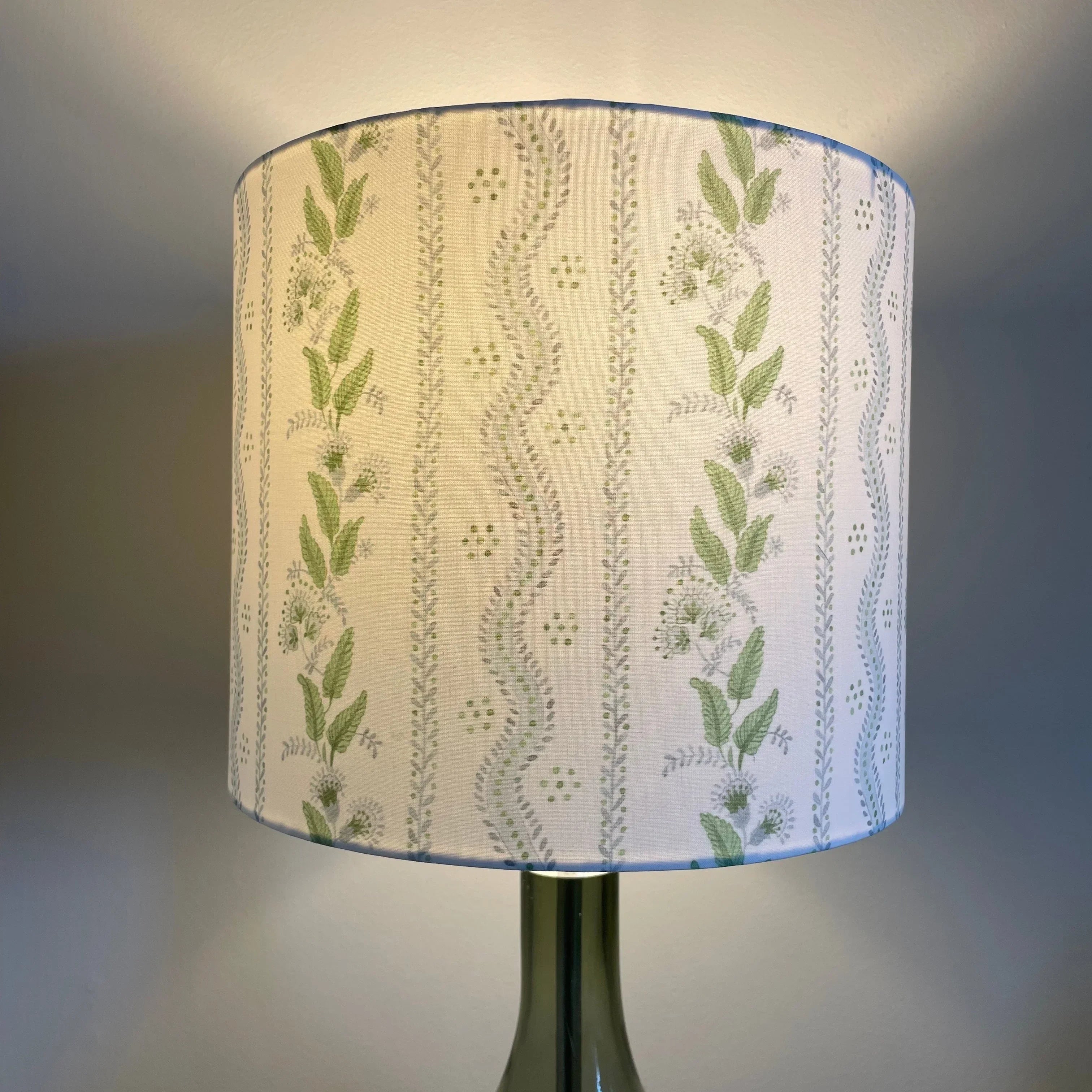 Blue and Green Lampshade in Emma Stripe - The Mayfair Hall