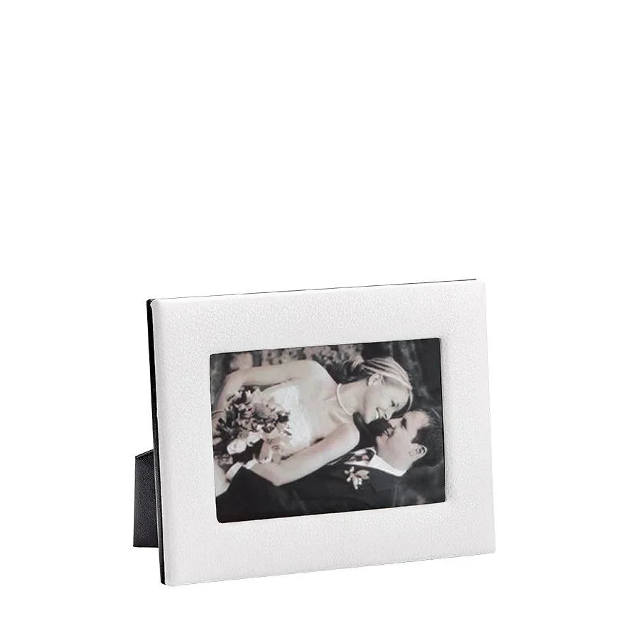 Pebble Grain Leather Picture Frame in White - The Mayfair Hall