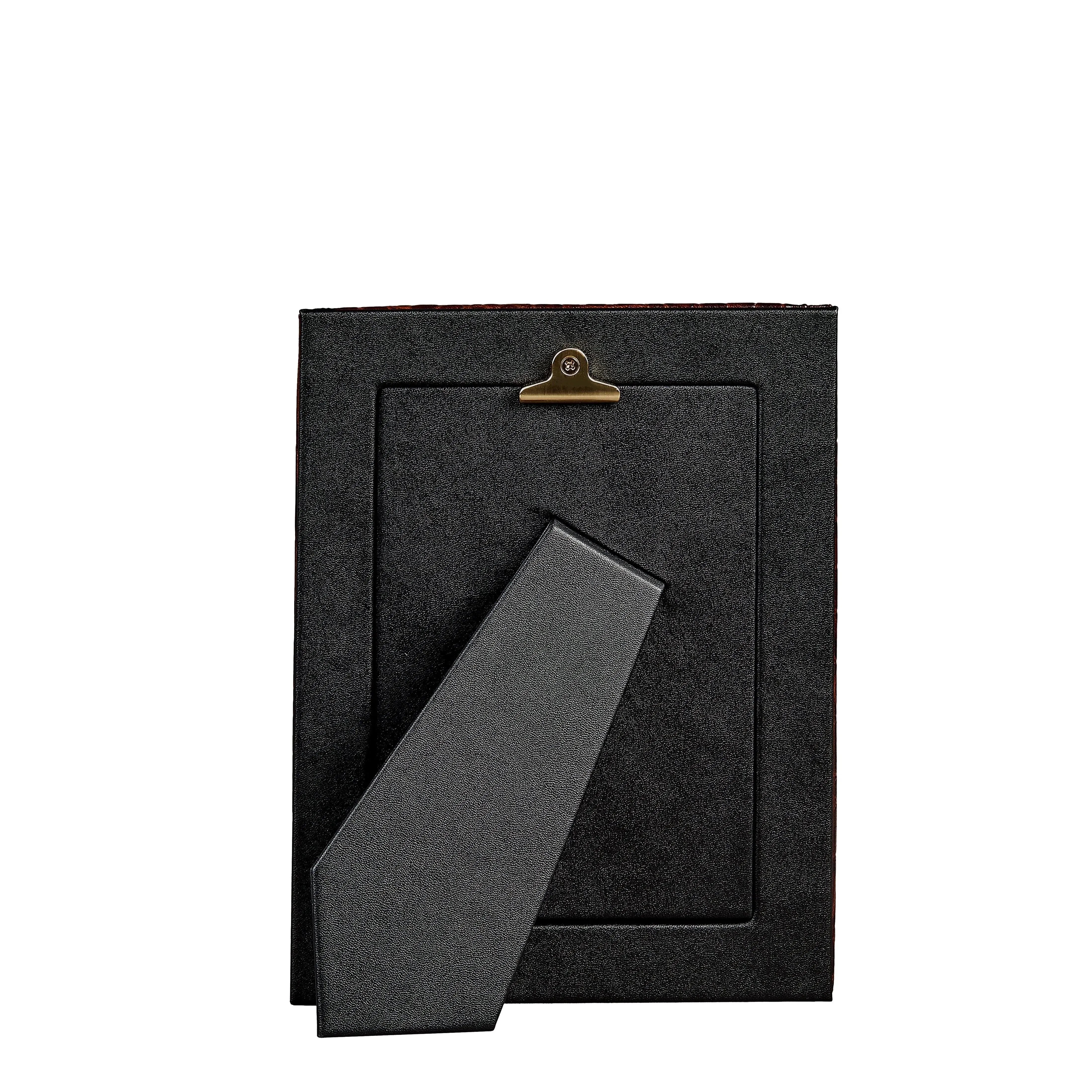 Embossed Croc Leather Picture Frame in Brown - The Mayfair Hall