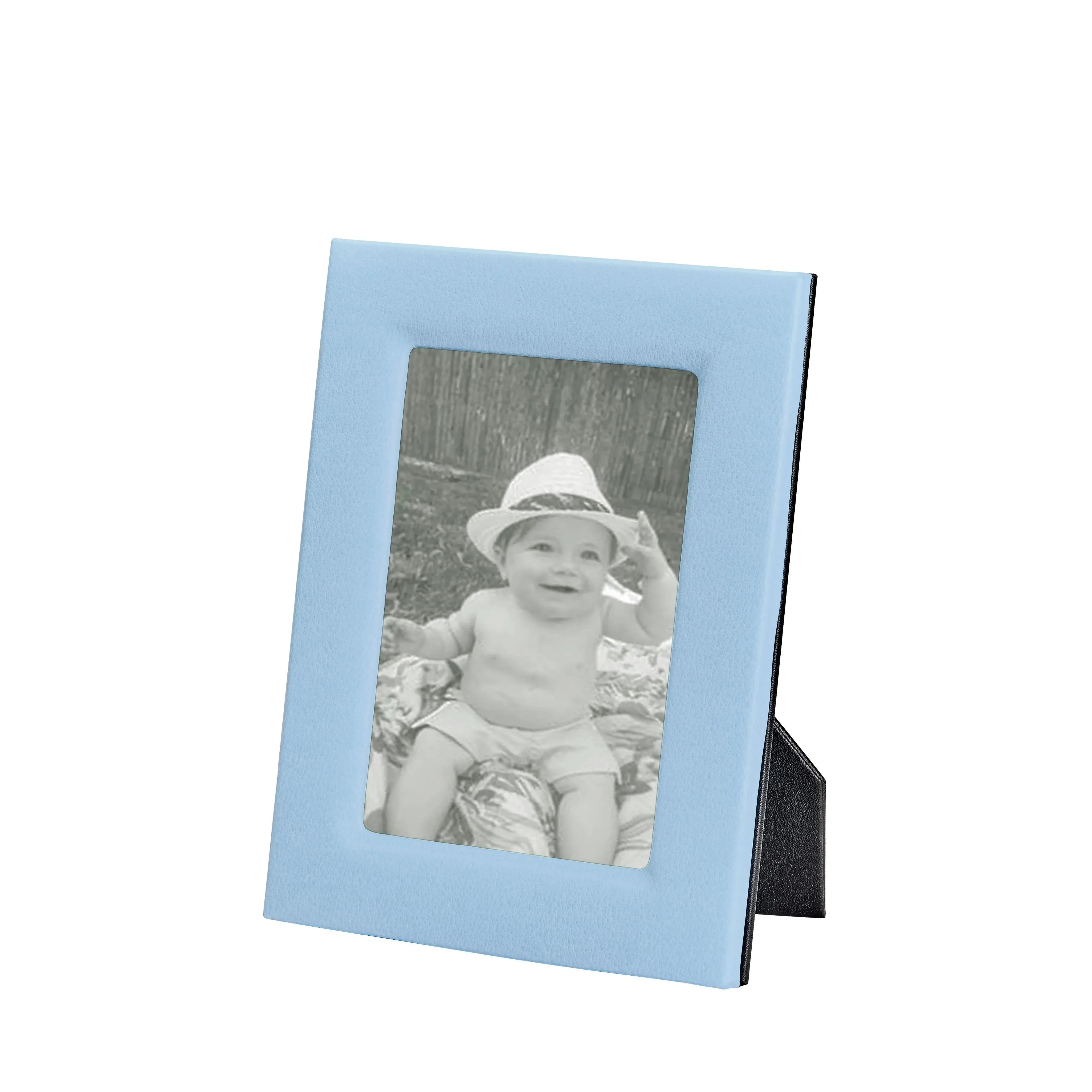 Pebble Grain Leather Picture Frame in Light Blue - The Mayfair Hall