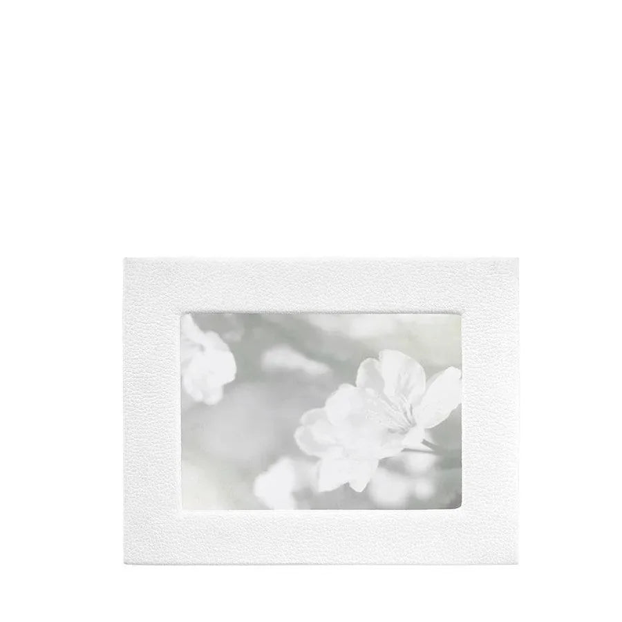 Pebble Grain Leather Picture Frame in White - The Mayfair Hall