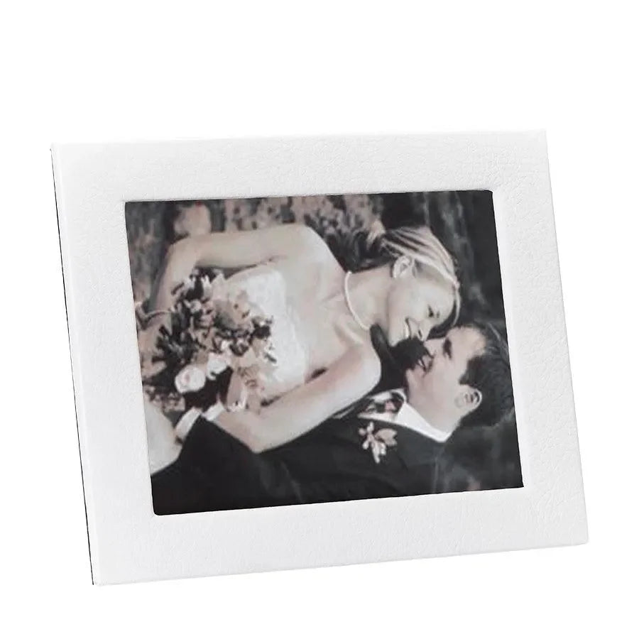 Pebble Grain Leather Picture Frame in White - The Mayfair Hall