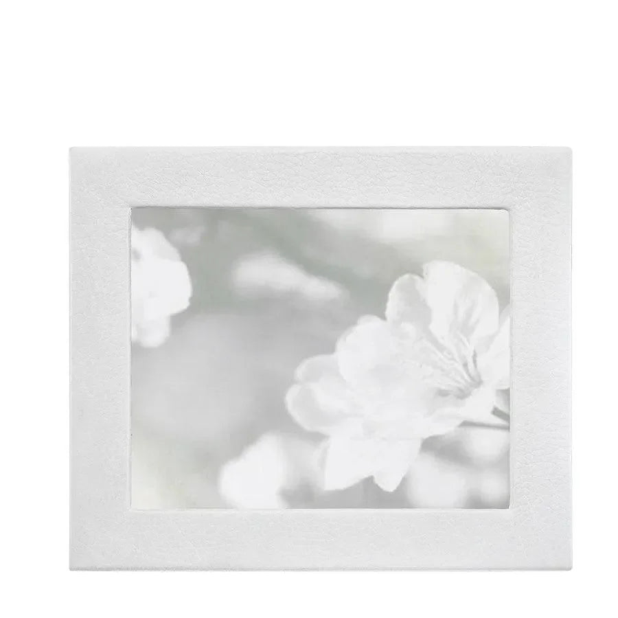 Pebble Grain Leather Picture Frame in White - The Mayfair Hall