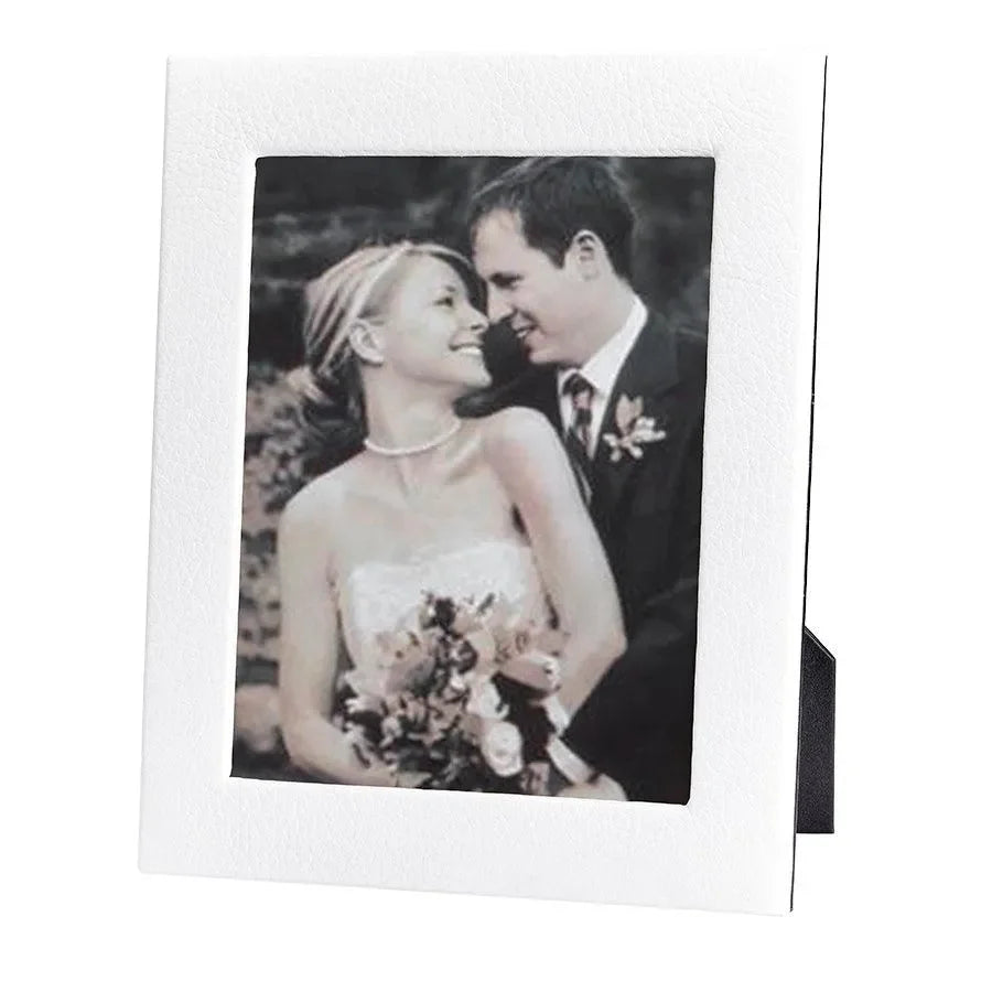 Pebble Grain Leather Picture Frame in White - The Mayfair Hall