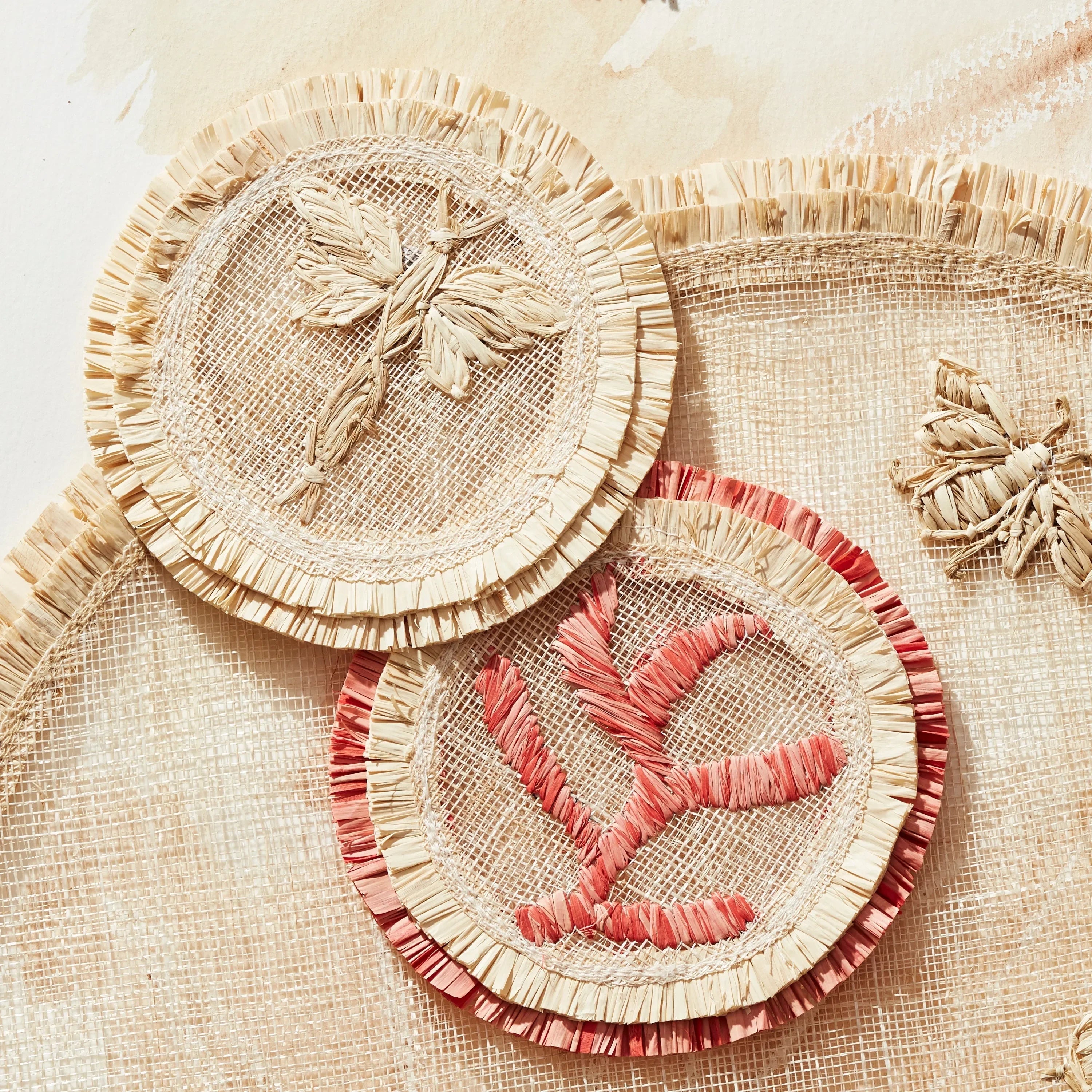 Coral straw coasters - The Mayfair Hall
