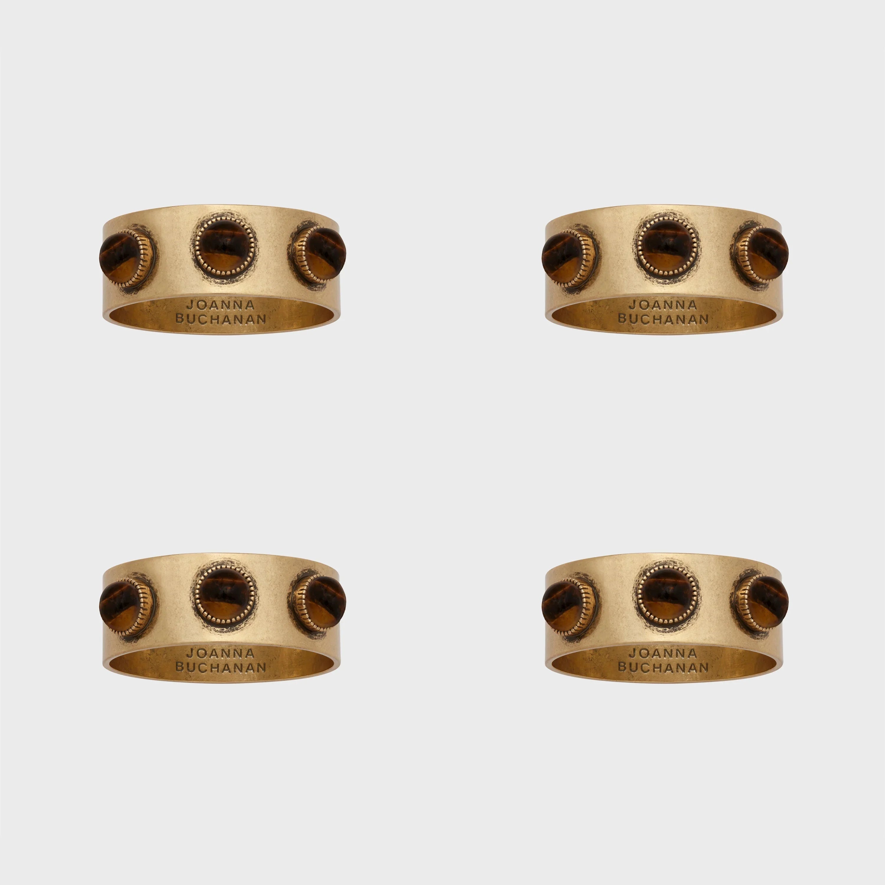 Cabochon napkin rings, tigers eye, set of four - The Mayfair Hall