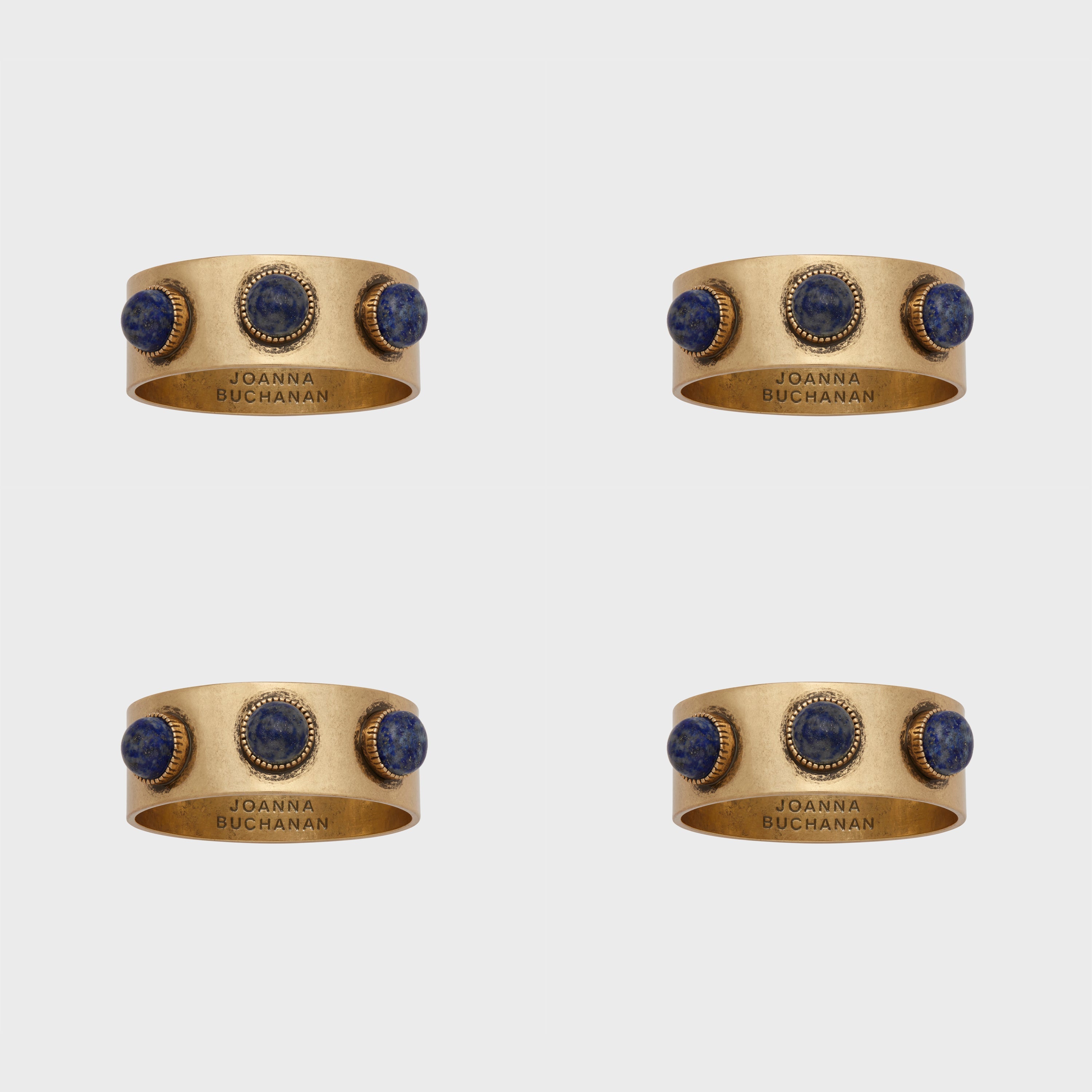 Cabochon napkin rings, lapis lazuli, set of four