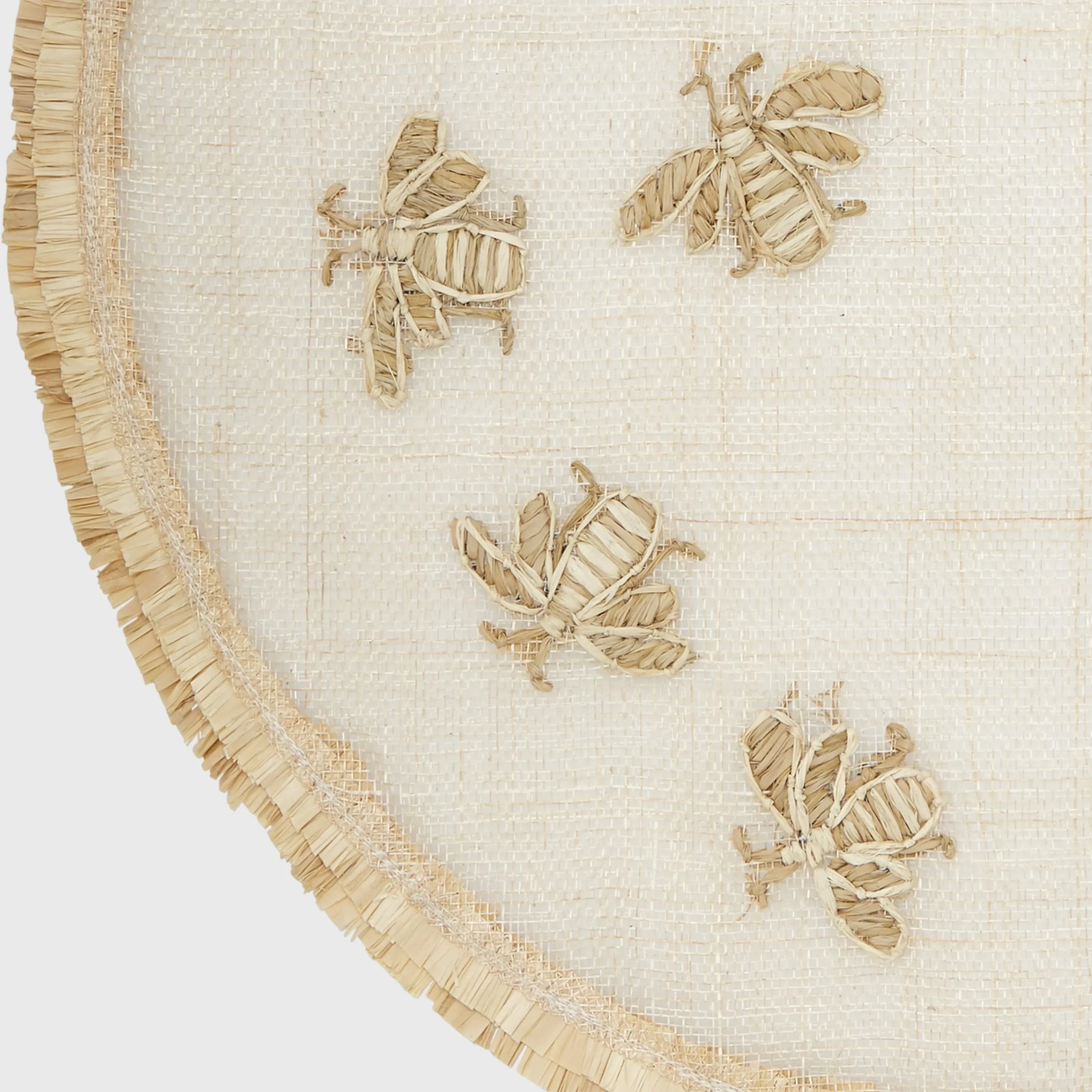 Abaca Placemat with Embroidered Bee and Double Fringe Edge (Set of 4) - The Mayfair Hall