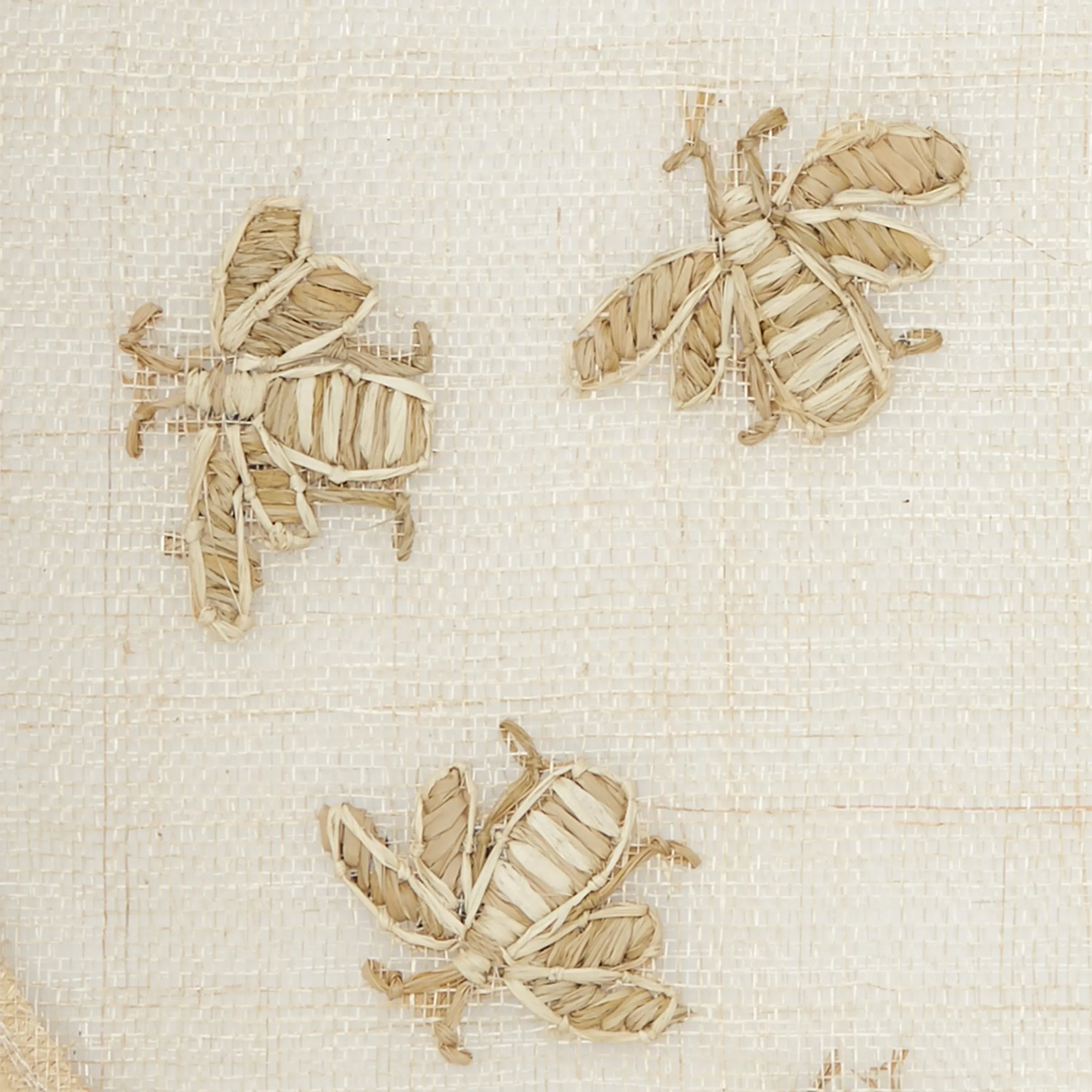 Abaca Placemat with Embroidered Bee and Double Fringe Edge (Set of 4) - The Mayfair Hall