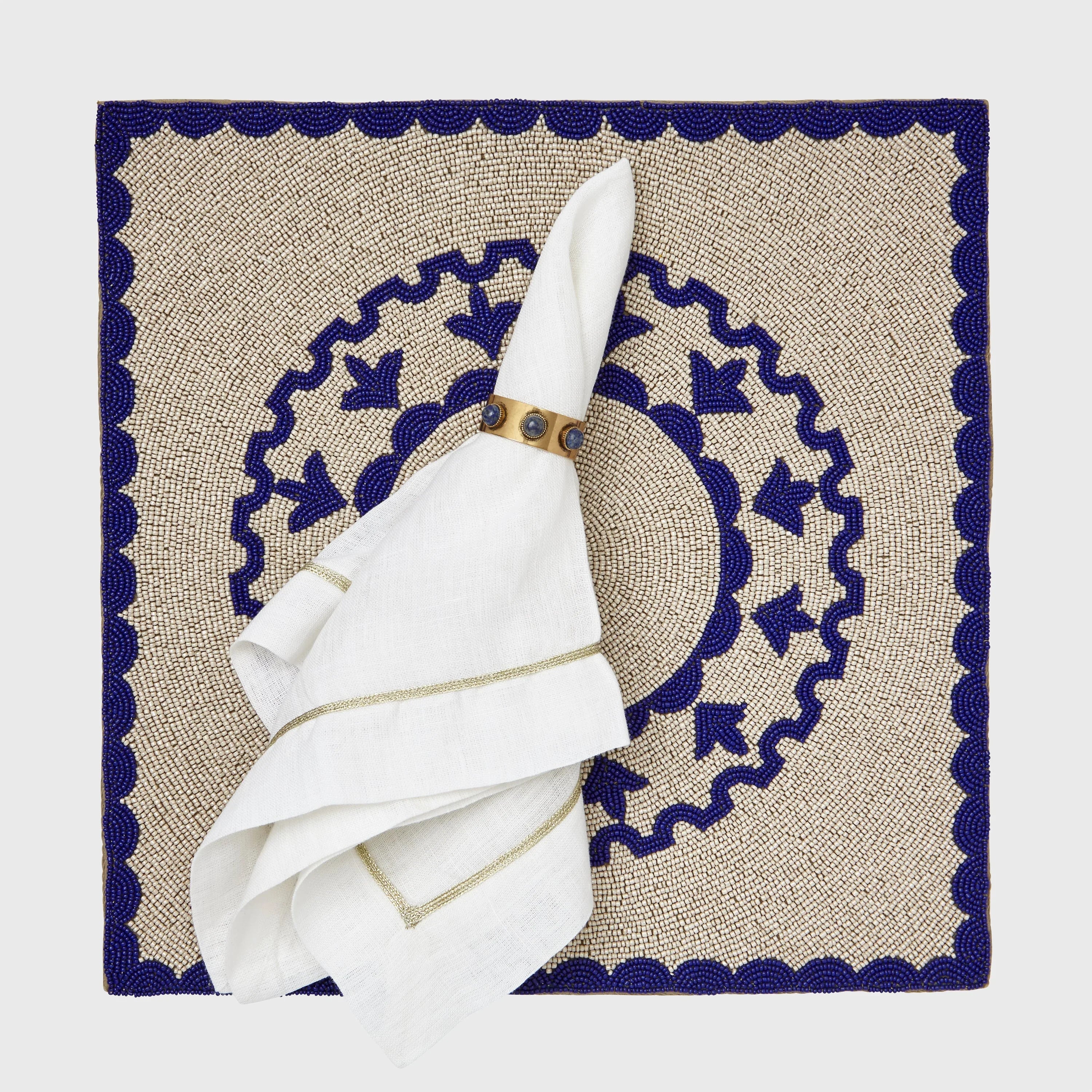 Cabochon napkin rings, lapis lazuli, set of four - The Mayfair Hall