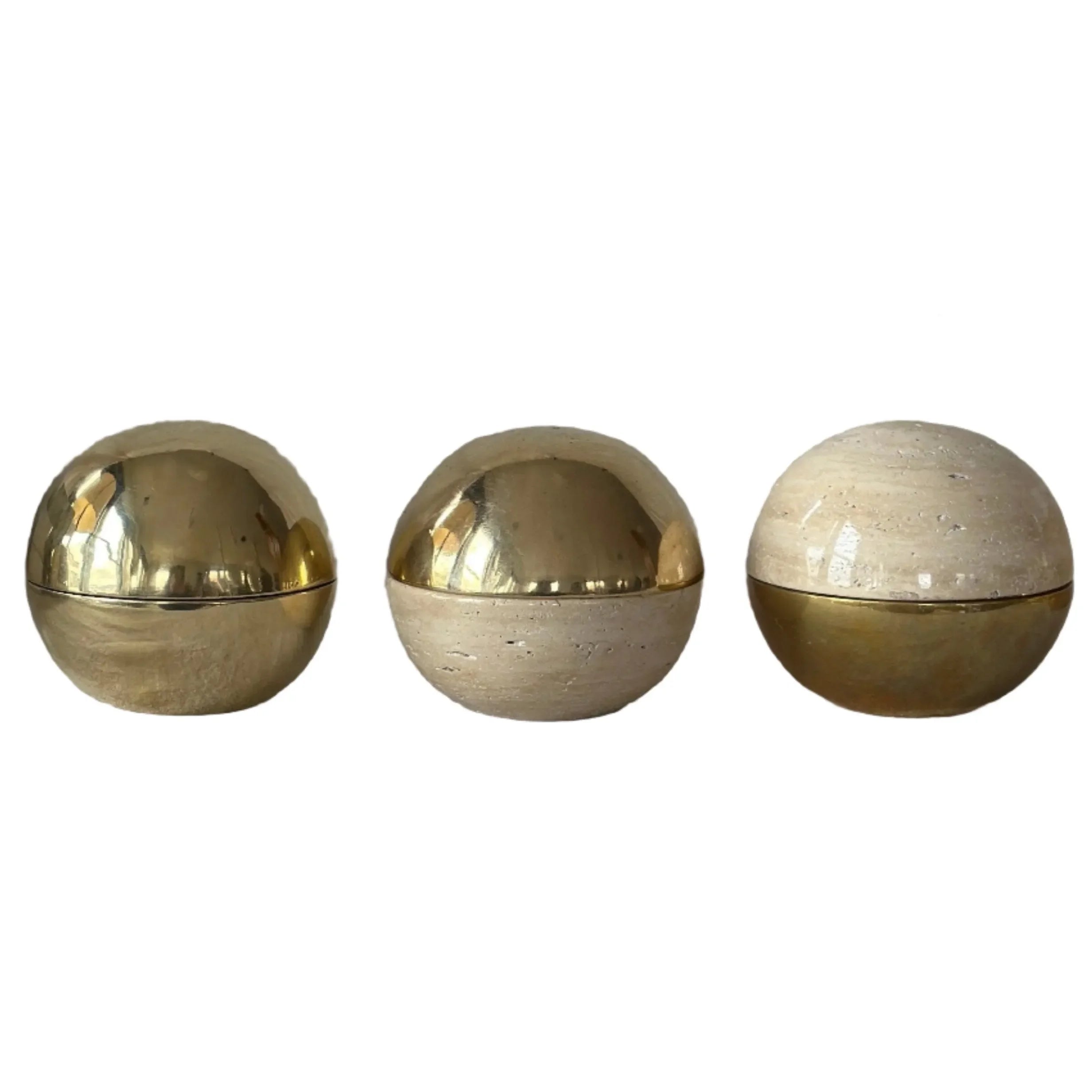 Small Dot Box in Travertine and Brass - The Mayfair Hall