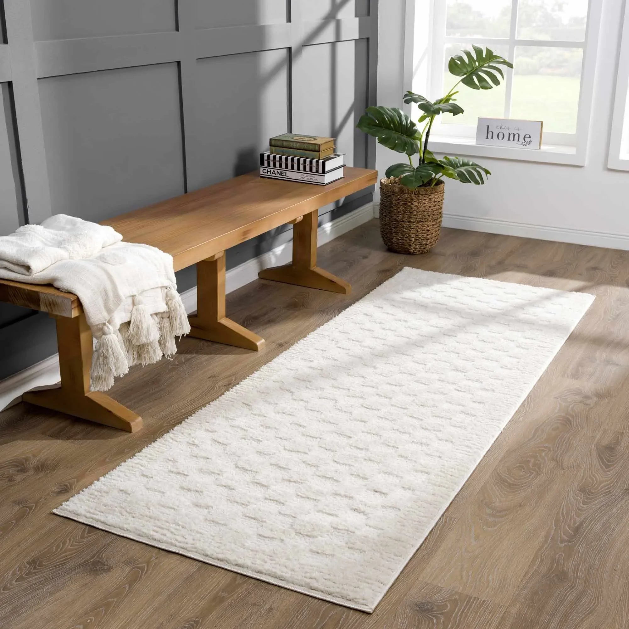 Leryn Ivory Checkered Area Rug - The Mayfair Hall