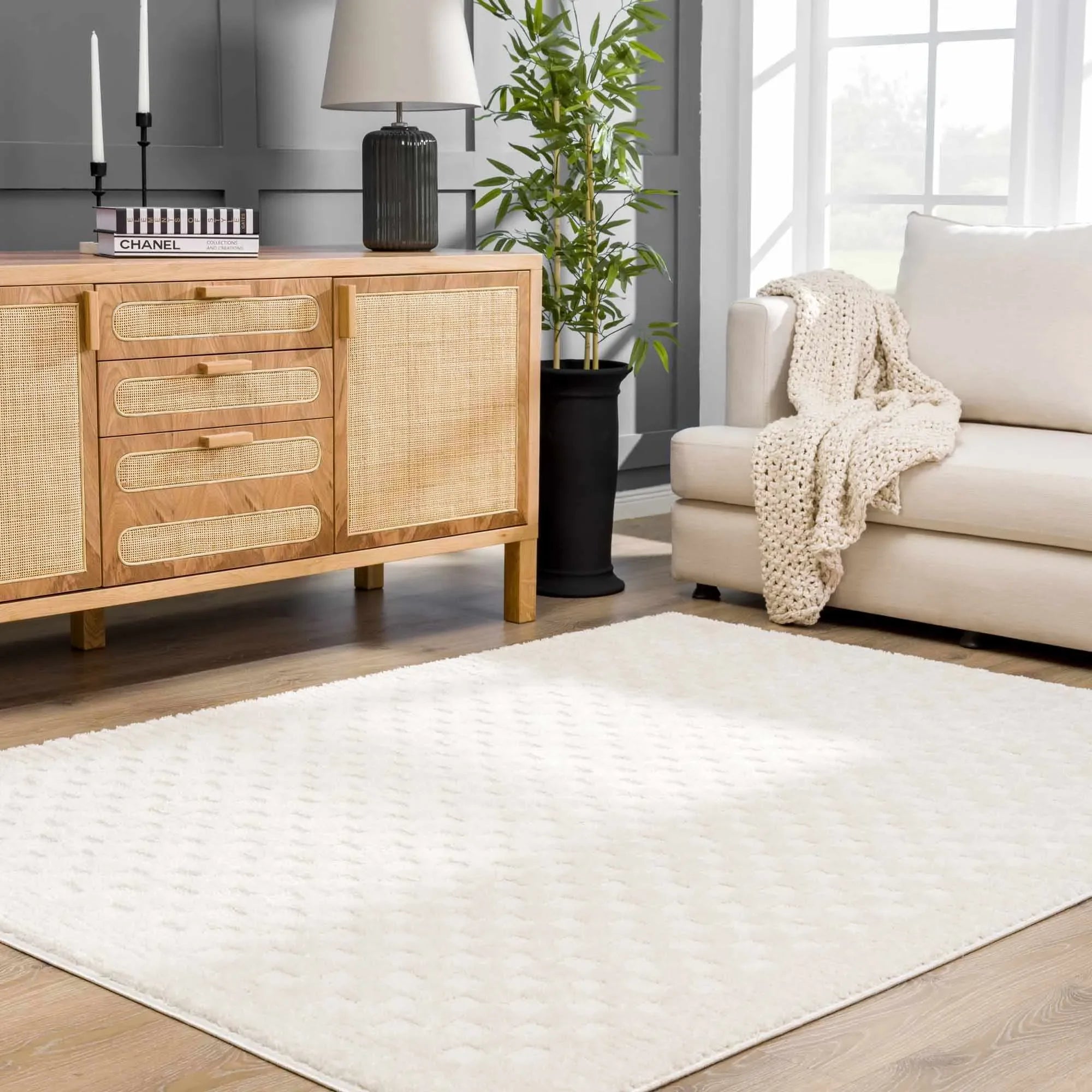 Leryn Ivory Checkered Area Rug - The Mayfair Hall