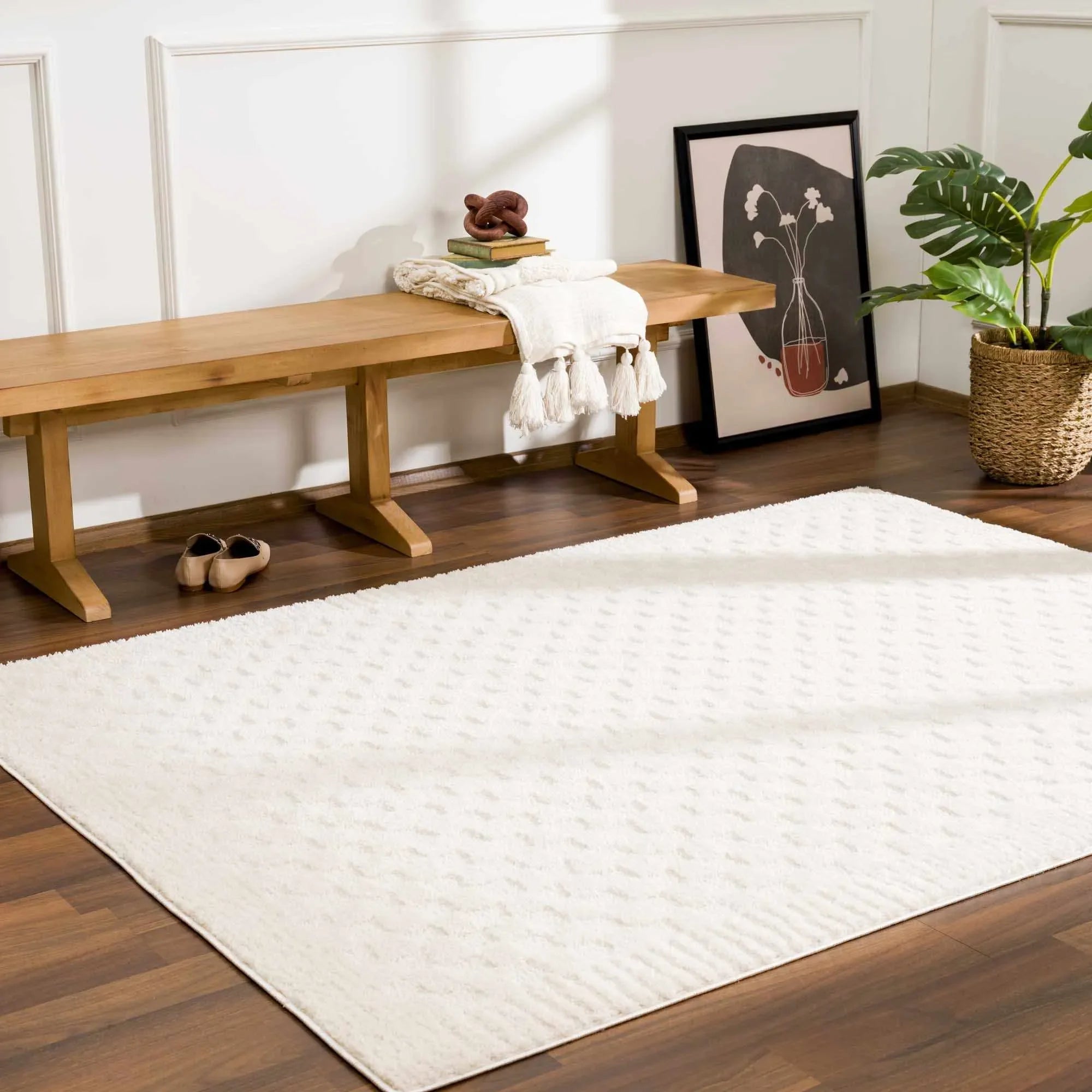 Leryn Ivory Checkered Area Rug - The Mayfair Hall