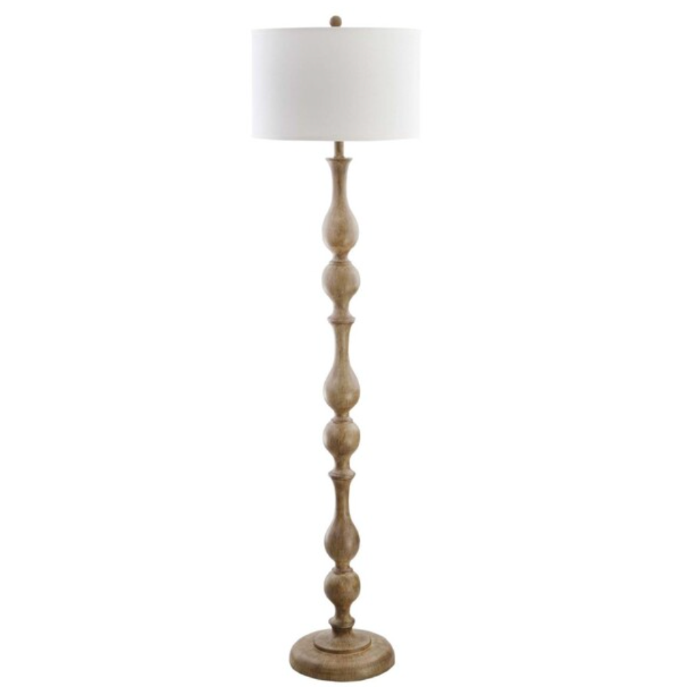 Glendora Floor Lamp in Brown with Off White Cotton Shade