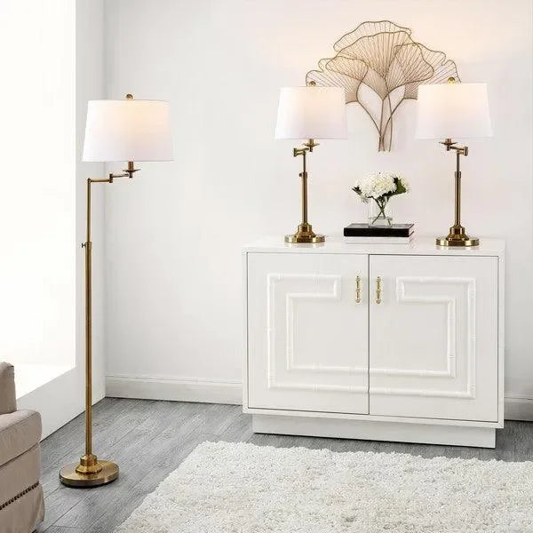 Nadia Metal Floor and Table Lamp in Brass Gold (Set of 3) - The Mayfair Hall