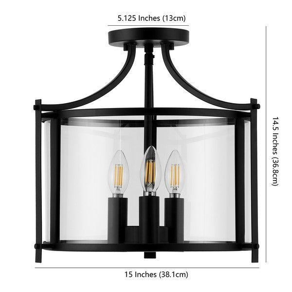 Grenten Flush Mount in Oil-rubbed Bronze with Candle-shaped Bulbs