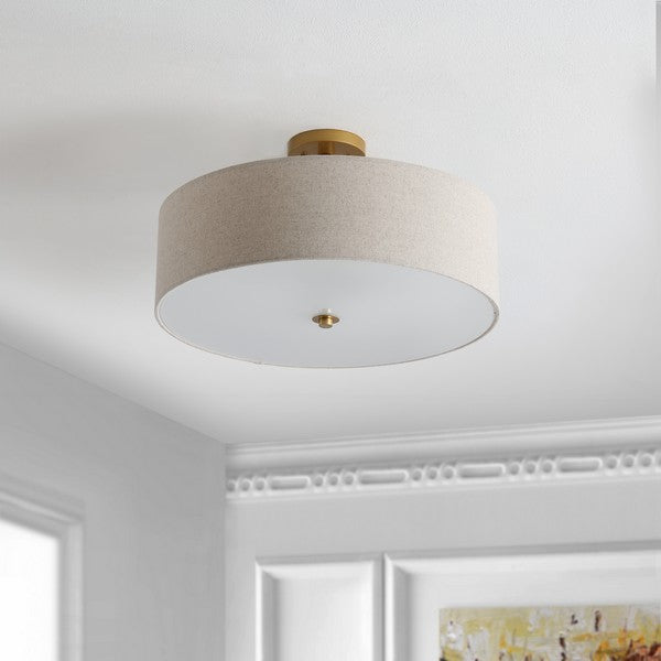 Jolana Flush Mount in Gold with Cotton Fabric