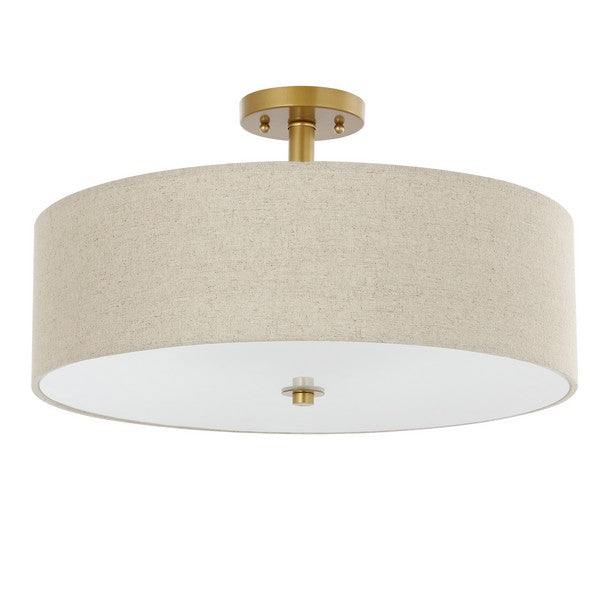 Jolana Flush Mount in Gold with Cotton Fabric