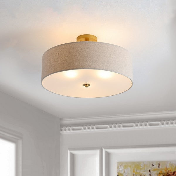 Jolana Flush Mount in Gold with Cotton Fabric
