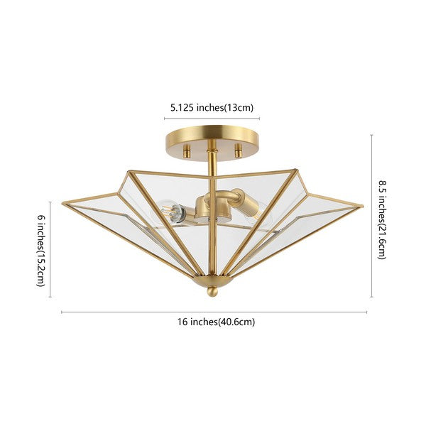 Haruna Flush Mount in Antique Brass with Clear Glass