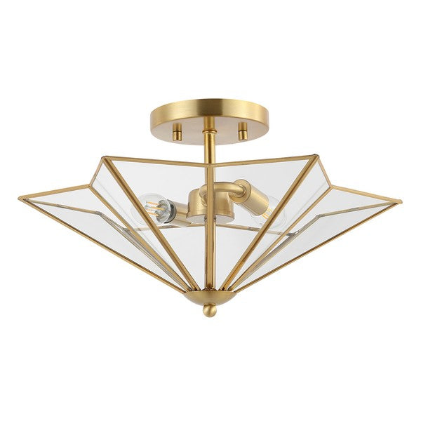 Haruna Flush Mount in Antique Brass with Clear Glass