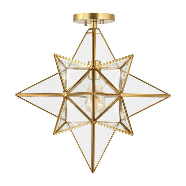 Abrielle Flush Mount in Antique Brass with Clear Glass