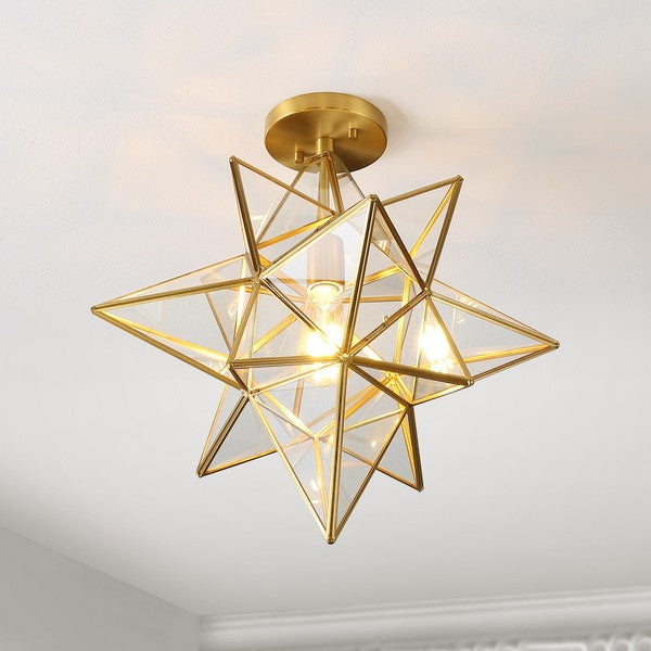 Abrielle Flush Mount in Antique Brass with Clear Glass