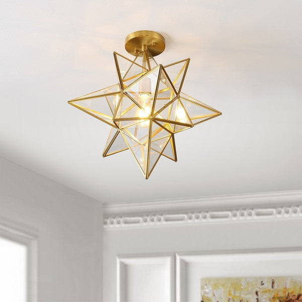 Abrielle Flush Mount in Antique Brass with Clear Glass
