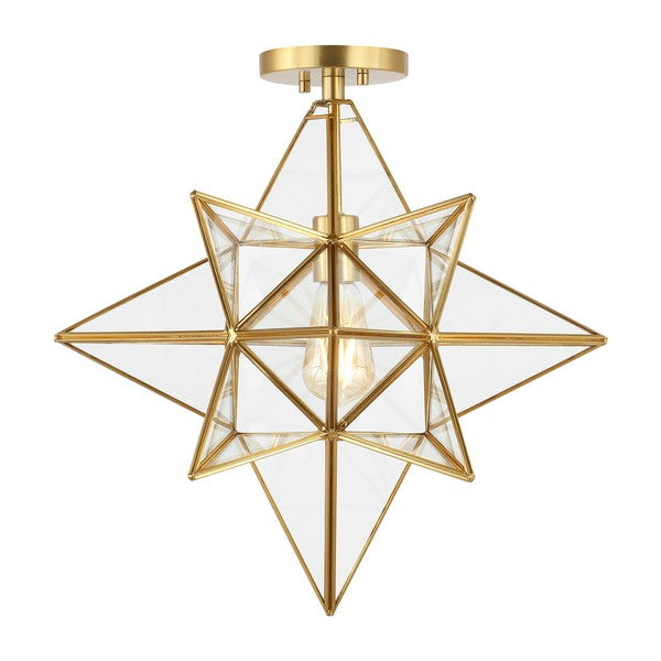 Abrielle Flush Mount in Antique Brass with Clear Glass
