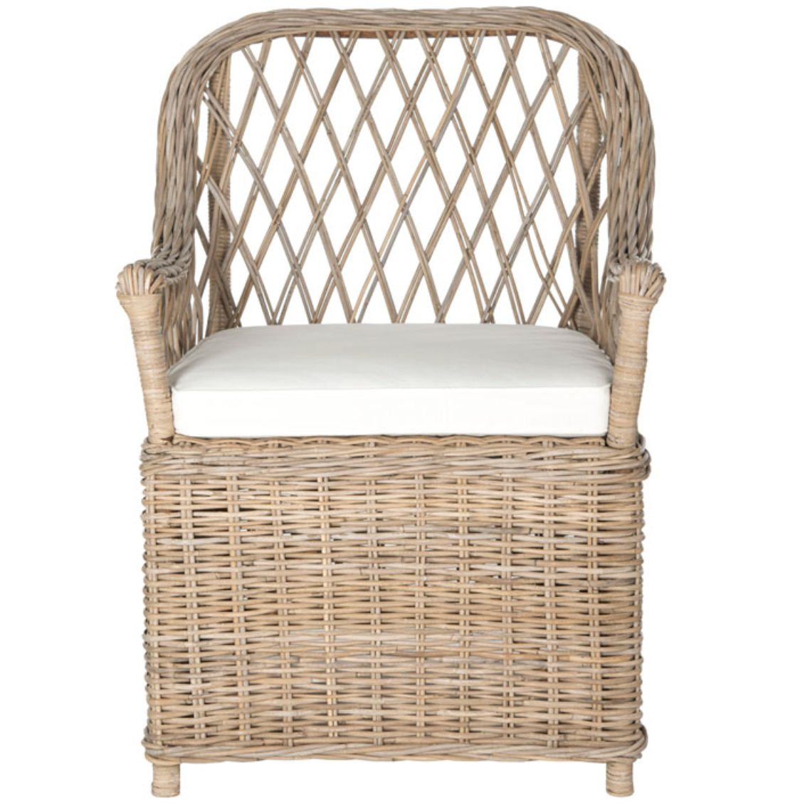 Maluku Rattan Accent Chair in Natural with White Cushion