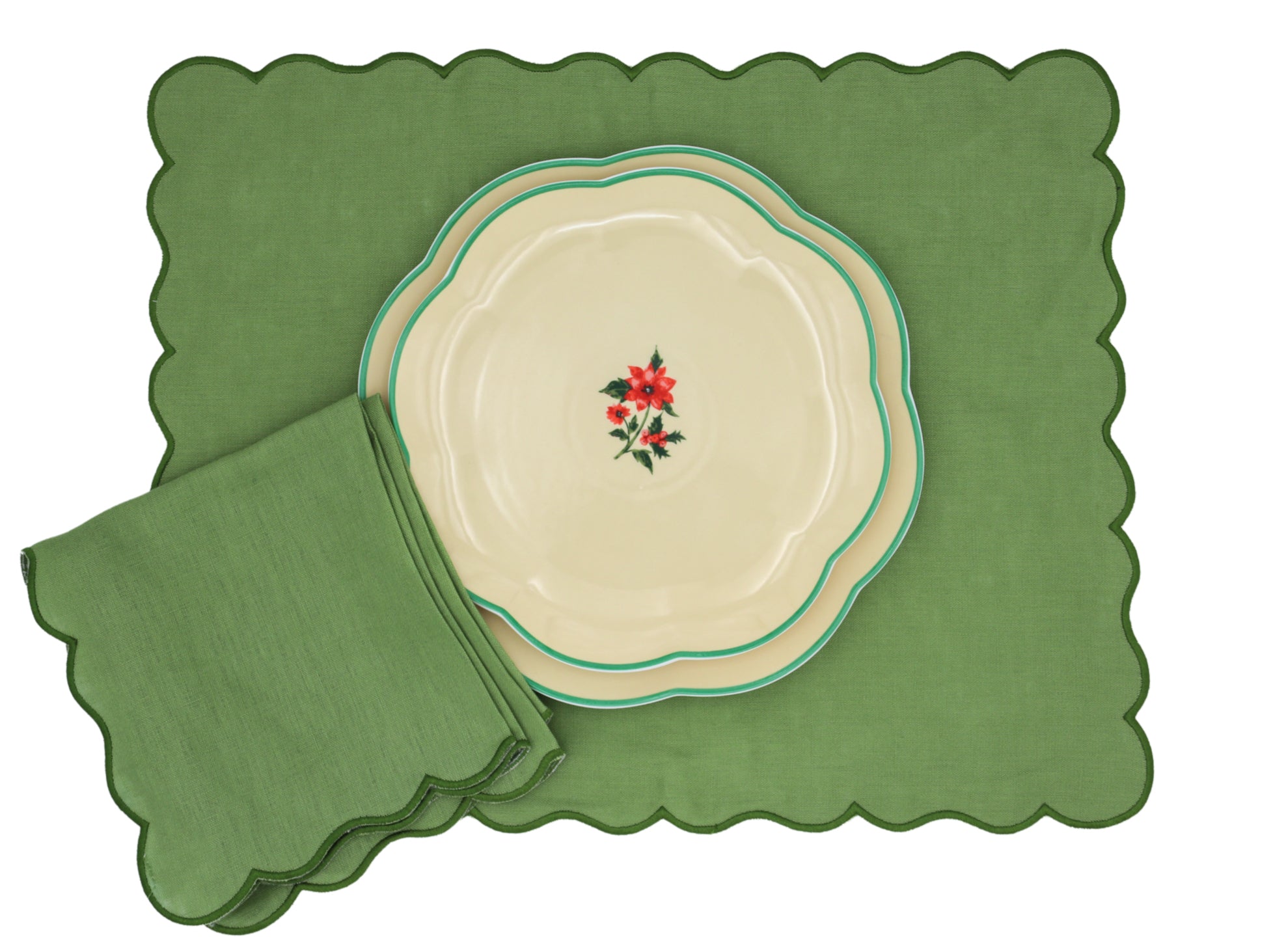 Fabled Flora Scalloped Dinner Plate - Set of 4
