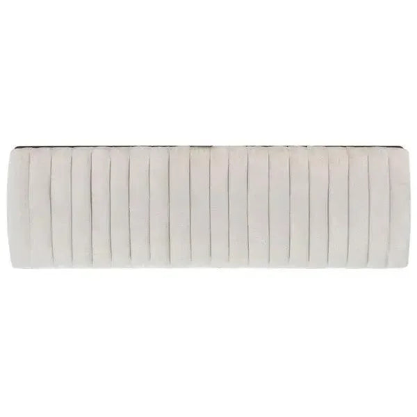 Flannery Velvet Bench in Ivory with Brass-Capped Legs - The Mayfair Hall